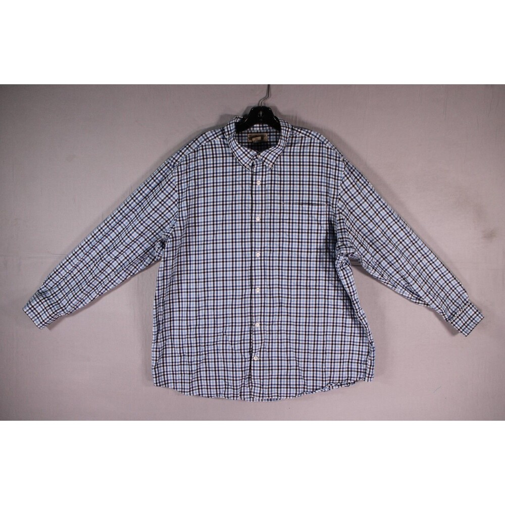 Duluth Trading Co Men's 2XL Wrinklefighter Blue Plaid Long Sleeve Shirt